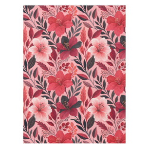 Red & Pink Hibiscus Floral Botanical Pattern Tablecloth