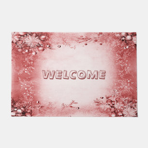 Red Pink Holiday Doormat