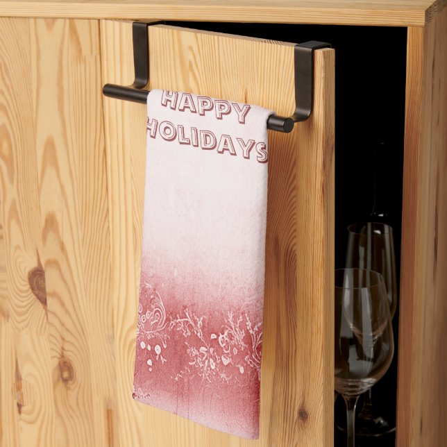Red Pink Holiday Kitchen Towel (Thirds Fold)