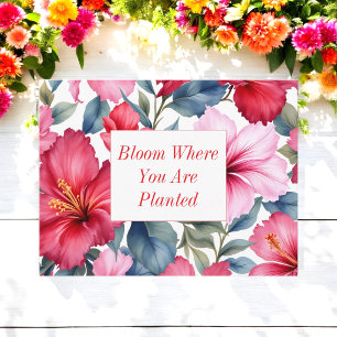 Red Pink Inspirational Quote Floral  Postcard