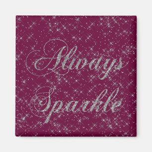 Red Pink Inspirational Sparkle Silver Glitter Magnet