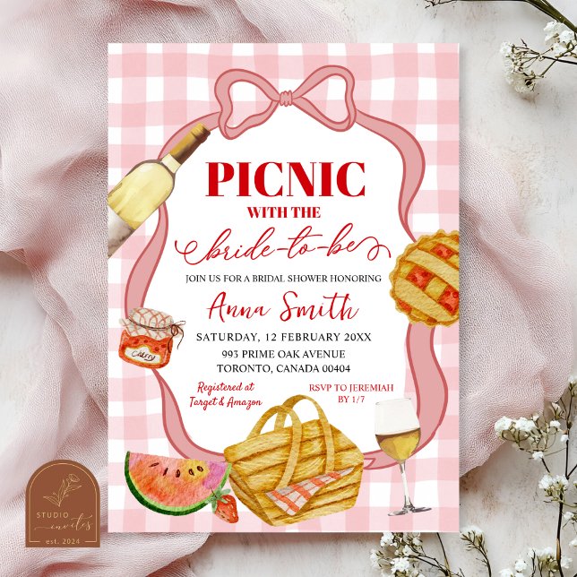 Red Pink Italian Picnic That's Amore Bridal Shower Invitation (Creator Uploaded)