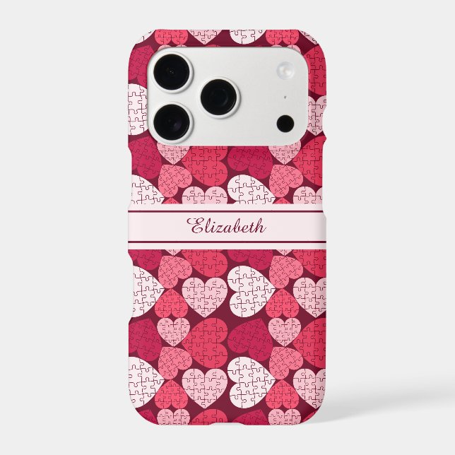 Red & Pink Jigsaw Puzzle Heart Pattern Name (Back)