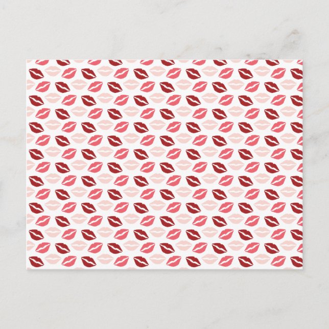 Red Pink Kiss Me Kisses Lips Valentine's Day Gifts Holiday Postcard (Front)