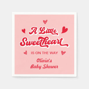 Red Pink Little Sweetheart Valentine Baby Shower Napkin