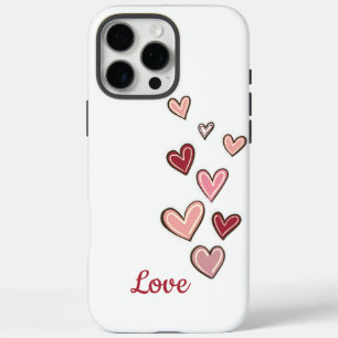 Red Pink Love Hearts iPhone 16 Pro Max Case