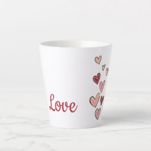 Red Pink Love Hearts Latte Mug