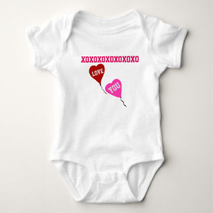 Red Pink Love Valentine Hearts Baby Bodysuit