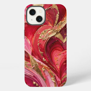 Red & Pink Marble Gold iPhone 13 phone Case