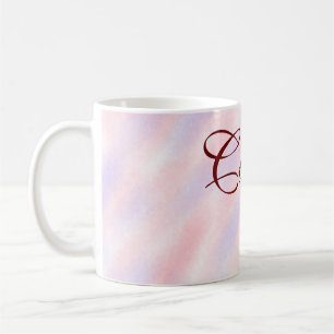 Red pink maroon watercolor abstract add namepastel coffee mug