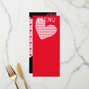 red pink mini heart menus