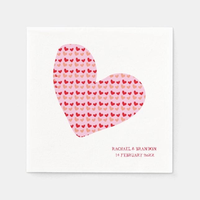 red pink mini heart napkins (Front)
