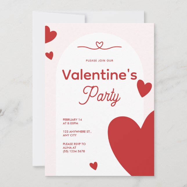 Red & Pink Modern Valentine's Day Party Invitation (Front)