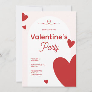 Red & Pink Modern Valentine's Day Party Invitation