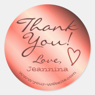 Red Pink Ombre Thank You Labels Heart Symbol Name