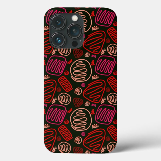 Red Pink One Line Abstract Shapes Case-Mate  iPhone Case (Back)
