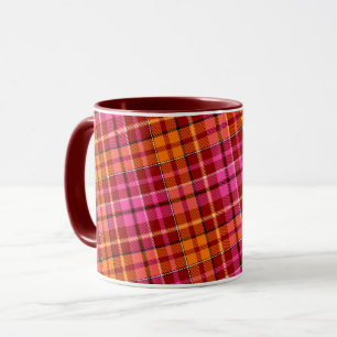 Red Pink Orange Plaid Tartan Design  Mug