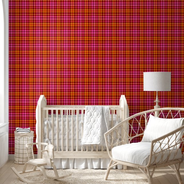 Red Pink Orange Plaid Tartan Design  Wallpaper (Kids)