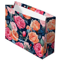 Red Pink Orange Roses Pattern Chiffon