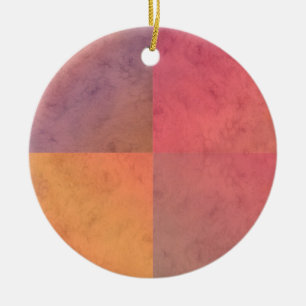 Red Pink Orange Yellow Geometric Watercolor Art Ceramic Tree Decoration