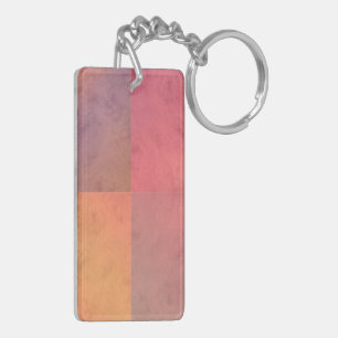 Red Pink Orange Yellow Geometric Watercolor Art Key Ring