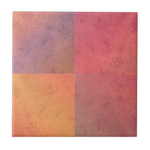 Red Pink Orange Yellow Geometric Watercolor Art Tile