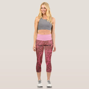 Red Pink Paisley Capri Leggings LARGE