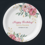 Red Pink Peony Gold Leaf Greenery Birthday Brunch Paper Plate<br><div class="desc">Elegant and stylish floral birthday paper plate features stunning watercolor red and pink peony flower with gold leafy greenery. Matching items available in store!</div>