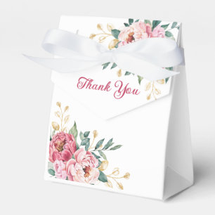 Red Pink Peony Gold Leaf Greenery Birthday Favour Box