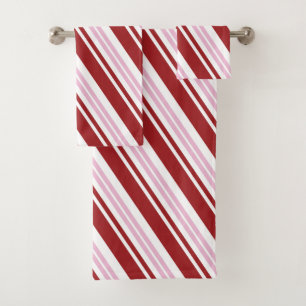 Red & Pink Peppermint Bath Towel Set