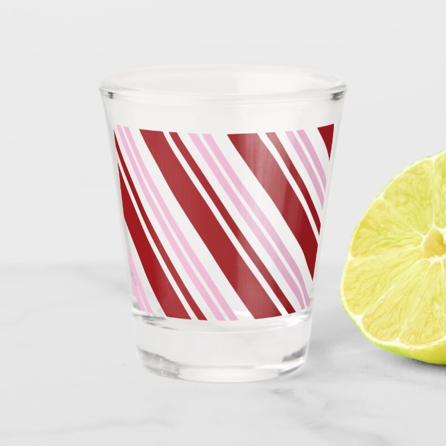 Red & Pink Peppermint Shot Glass (Front)