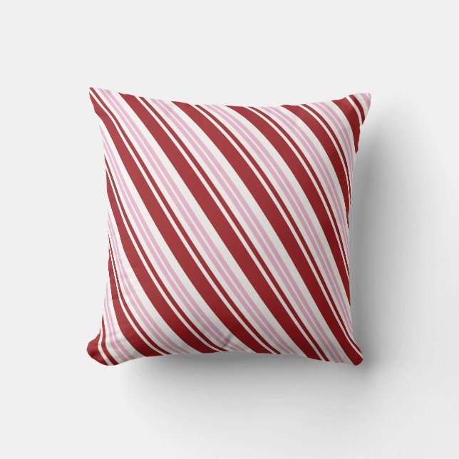 Red & Pink Peppermint Stripe Cushion (Front)