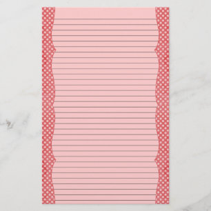 Red & Pink Polka Dot Stationery - optional lines