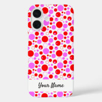 Red Pink Polka Dots and Circles Editable