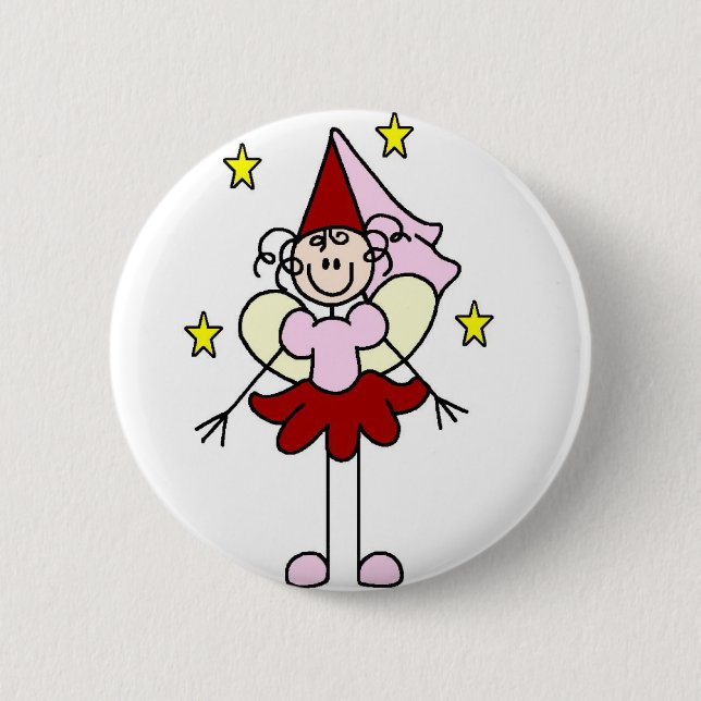 Red/Pink Princess Stick Figure Button (Front)