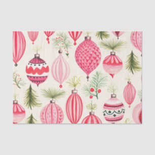 Red Pink Retro Christmas Ornaments Tissue Paper