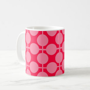 Red pink retro monochrome polka dot pattern  coffee mug