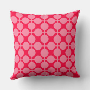 Red pink retro monochrome polka dot pattern  cushion