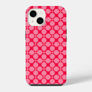 Red pink retro monochrome polka dot pattern iPhone 14 case