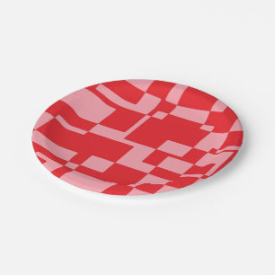 Red-pink retro squares plate