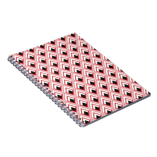 Red Pink Rhombuses Pretty Geometric Shapes Notebook (Right Side)