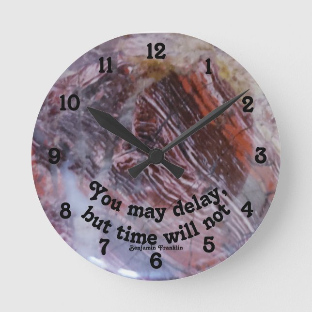 Red Pink Rock Photo You Delay Time Does Not Quote Round Clock (Front)
