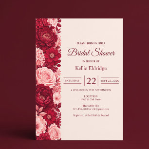 Red Pink Rose Bridal Shower Invitation