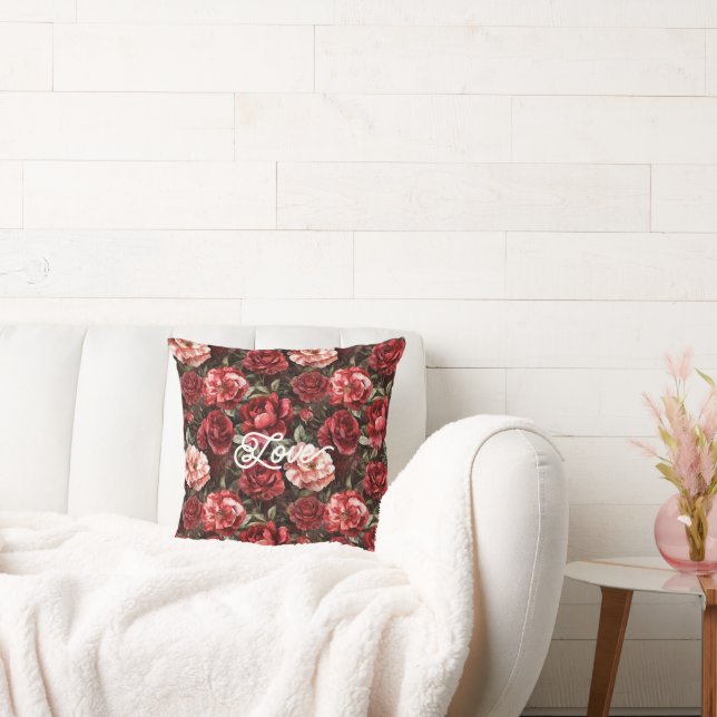Red Pink Rose Flowers   Cushion (Couch)