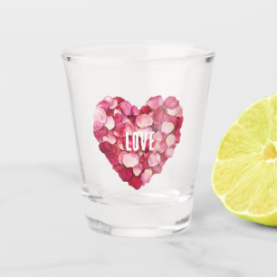 Red Pink Rose Petals Floral Love Shot Glass