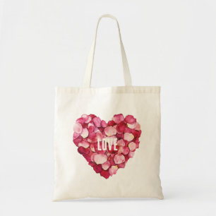 Red Pink Rose Petals Floral Love Tote Bag