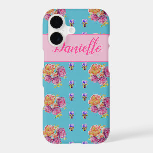 Red Pink Rose Shabby Chic Teal Aqua Floral Flower