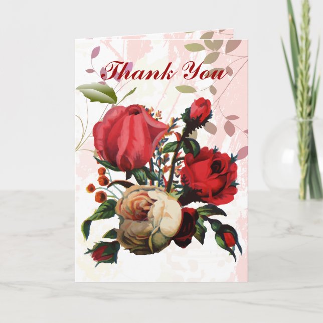Red & Pink Rose Thank You cards (Front)