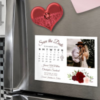 Red & Pink Roses Calendar & Photo Save the Date