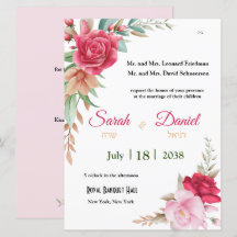 Red Pink Roses Floral Elegant Jewish Wedding